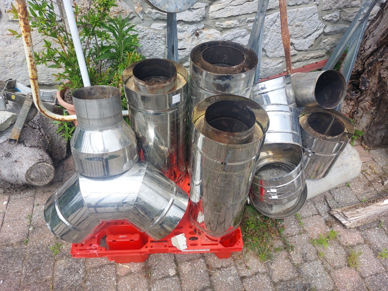 Conduit cheminée inox isolé double paroi Ø130/200 - 15 pièce, Enlèvement, Inox