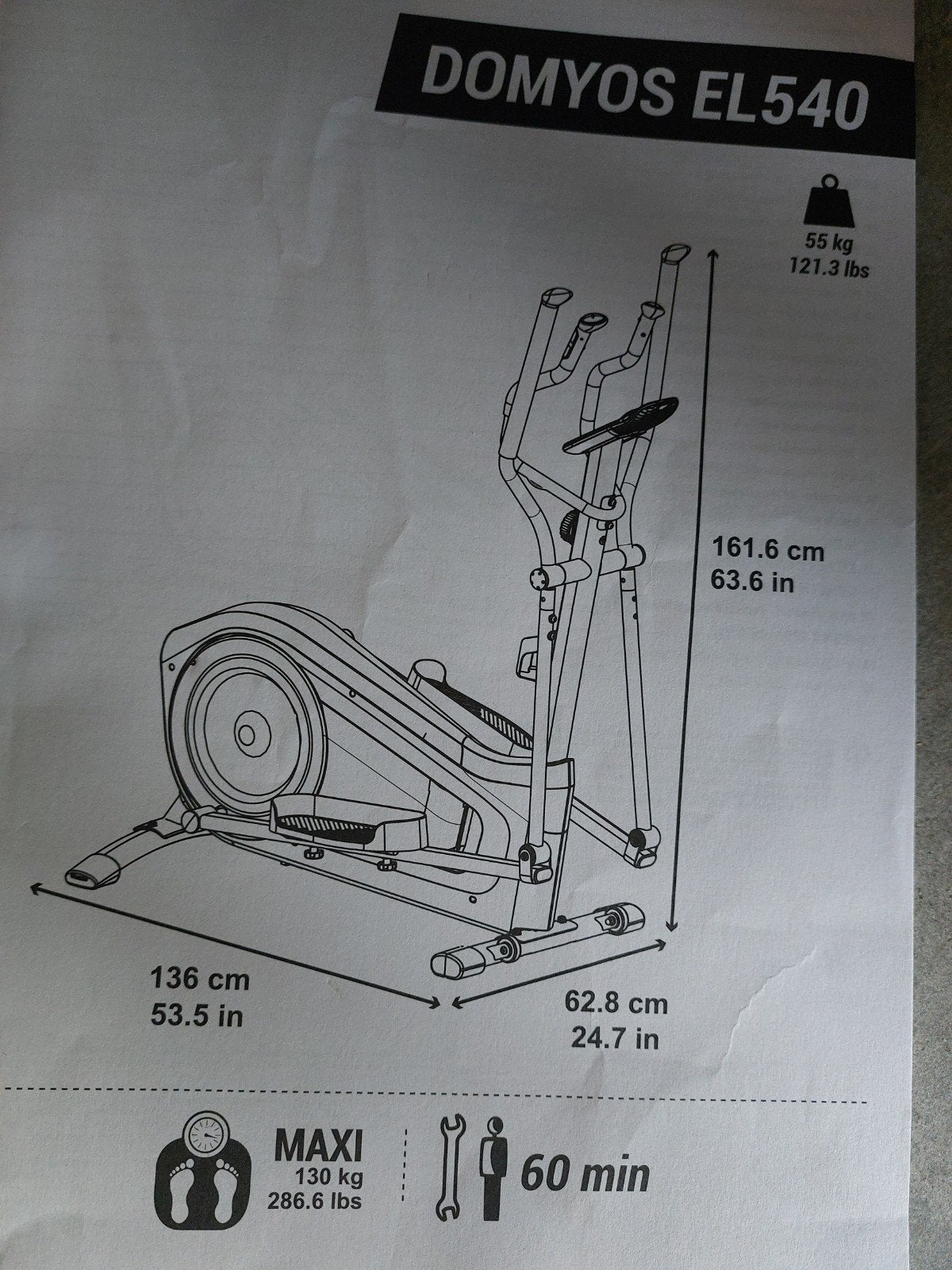 Crosstrainer Domyos 540, Ophalen