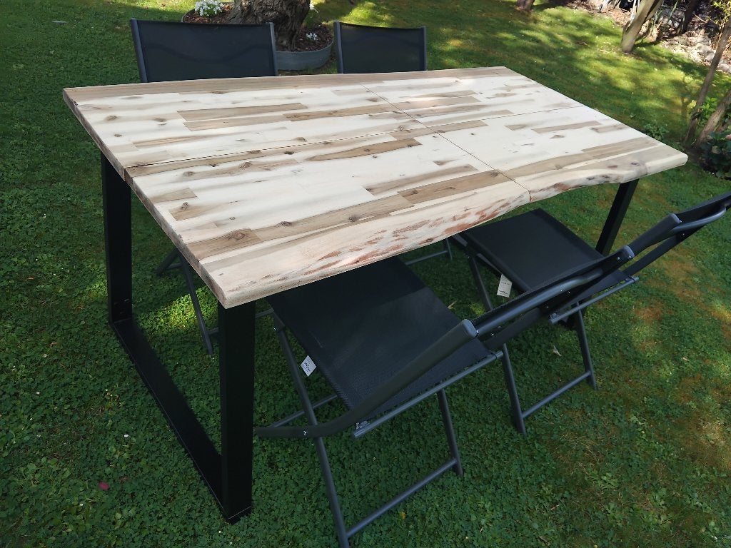 tuintafel acacia + 4 nieuwe stoelen, Enlèvement, Neuf, Textilène