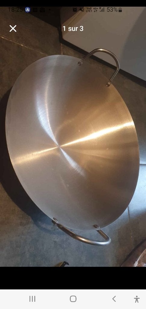Grand Wok inox Neuf, Enlèvement, Neuf, Inox, Wok