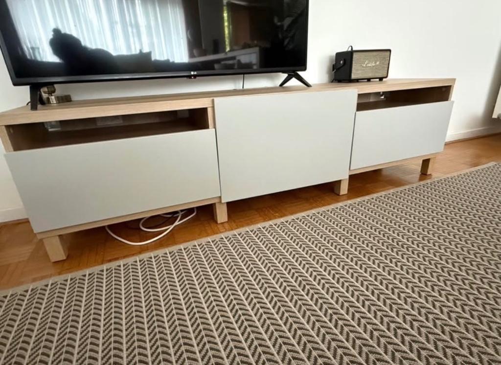 Meuble télé, Ophalen, 150 tot 200 cm, Teakhout, Zo goed als nieuw