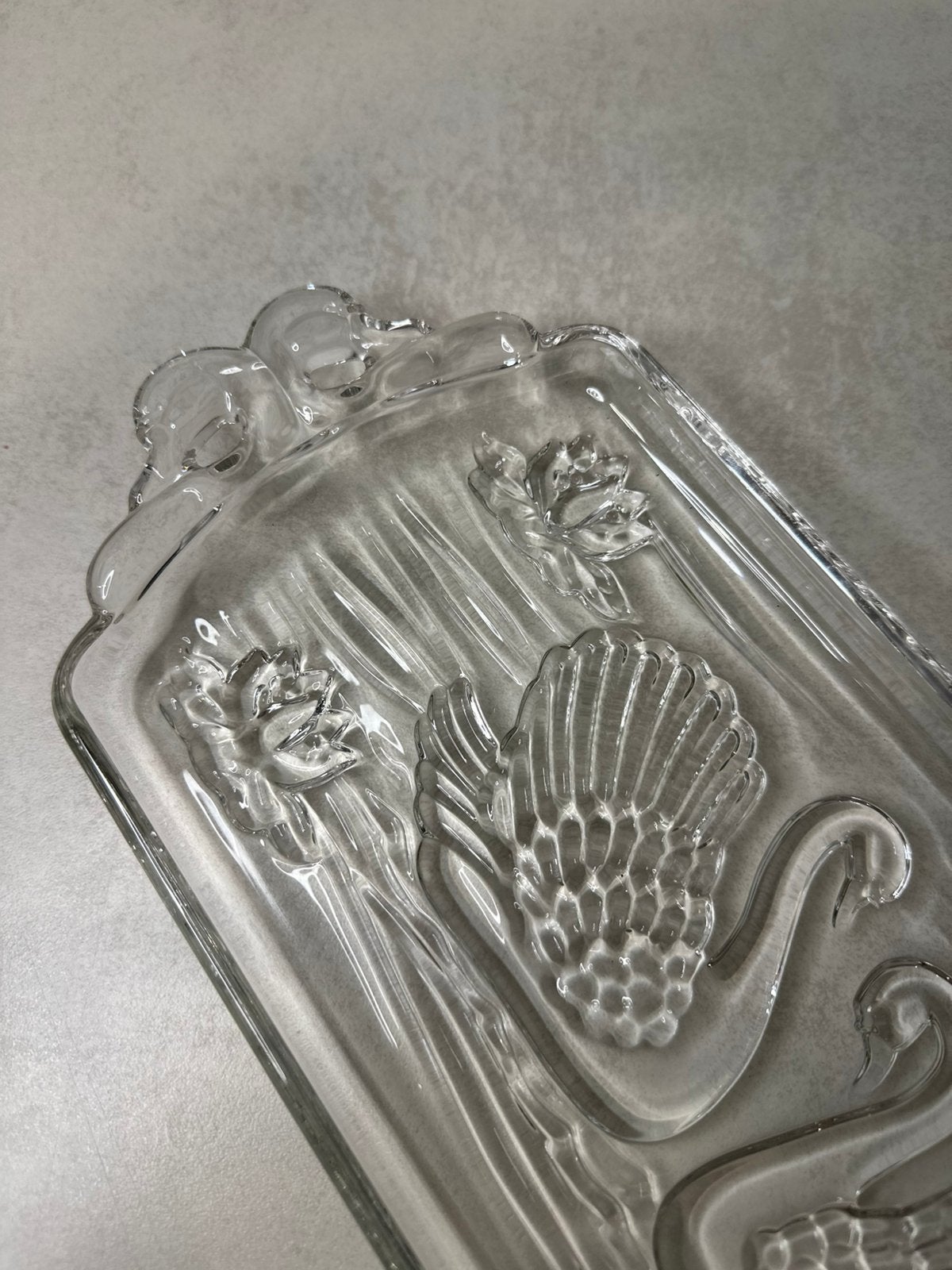 Vintage Walther Glas cake schaal met zwanen, Ophalen of Verzenden