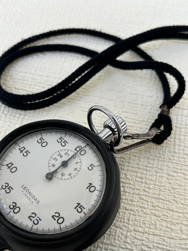 Vintage Heuer Leonidas stopwatch 7 jewels – getest werkend, Ophalen of Verzenden, Zakhorloge, Overige merken, Met ketting