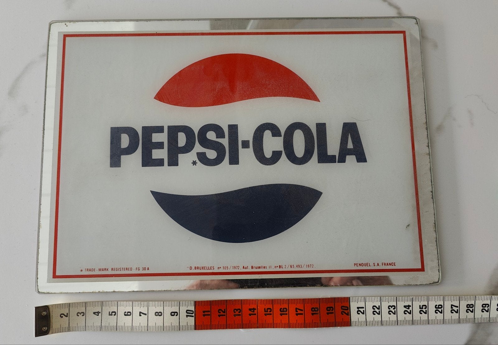 publicité vintage Pepsi-Cola sur verre miroir, Collections, Enlèvement ou Envoi, Utilisé, Marque