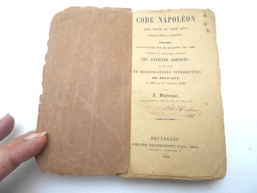 livre ancien Code Napoleon 1848 A.Delebecque, Livres, Enlèvement ou Envoi, 19e siècle, Utilisé