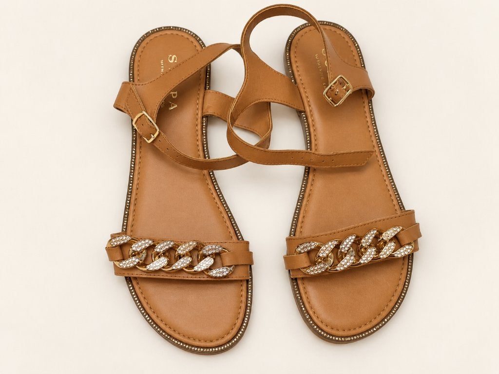 Sandales SCAPA - cognac/doré - taille 41, Scapa, Enlèvement ou Envoi, Comme neuf, Brun