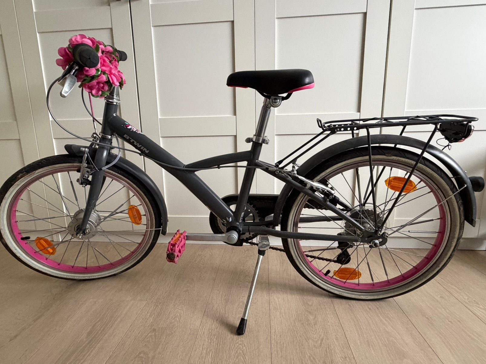 Grijze kinder meisjesfiets Btwin, Fietsen en Brommers, Fietsen | Meisjes, Ophalen, Gebruikt, Versnellingen, Schijfrem