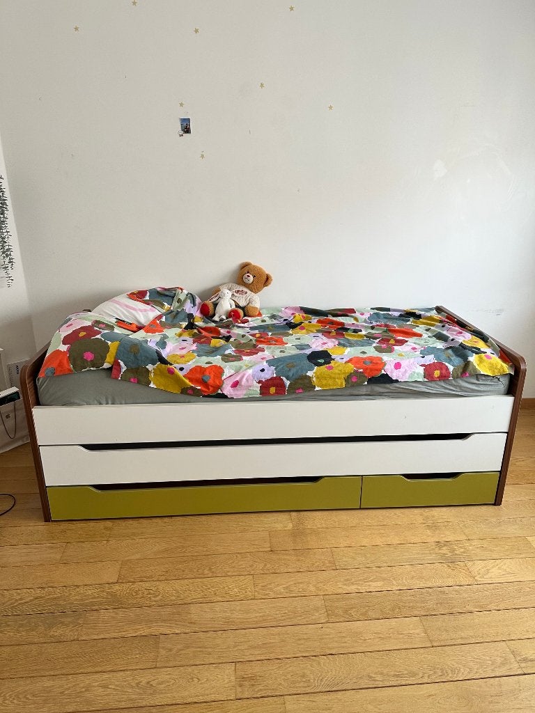 Lit 90x200 cm enfant/junior avec rangements – avec Sommier, 90 cm, Autres couleurs, Enlèvement, 200 cm