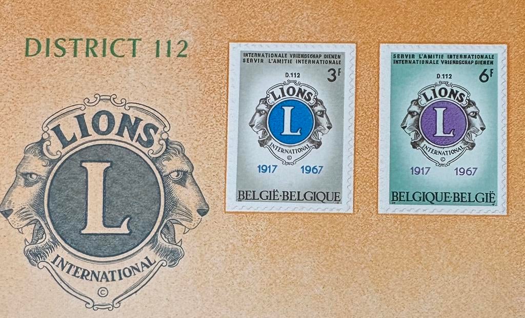 Souvenirblad „Lions International” (1967) - Conditie: nieuw, Postzegels en Munten, Postzegels | Europa | België, Ophalen, Met stempel