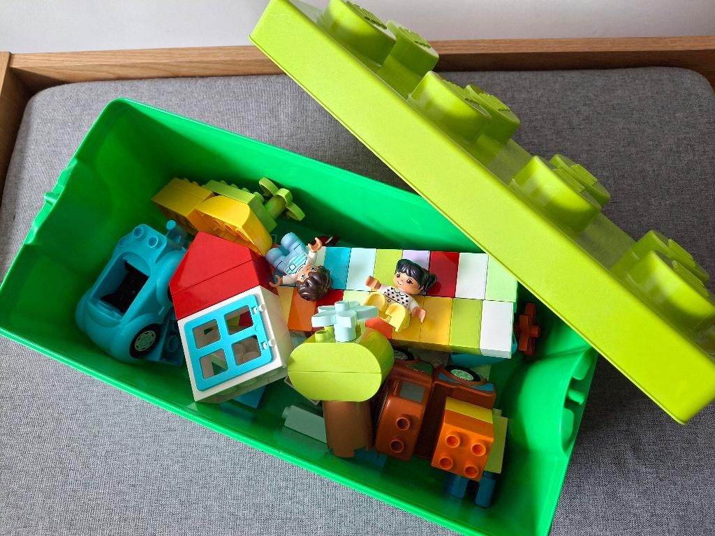 Duplo opbergdoos met bouwblokken, Kinderen en Baby's, Speelgoed | Duplo en Lego, Ophalen, Zo goed als nieuw, Complete set, Duplo
