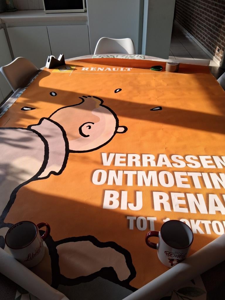 Zeer grote poster Kuifje Renault, Ophalen of Verzenden, Kuifje