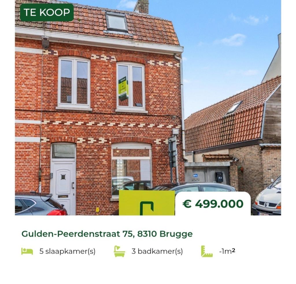 Maison Kangourou 75 et 75A (2 adresses) à ASSEBROEK, Immo, 500 à 1000 m², Bruges, 5 pièces, Assebroek