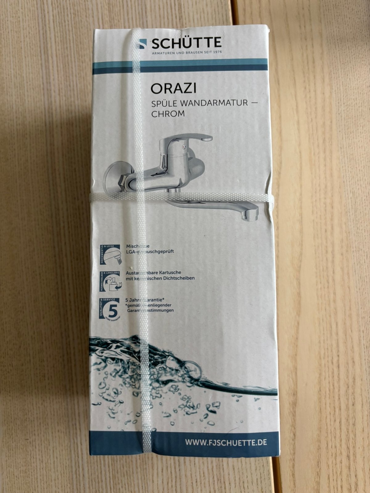 Nieuwe Schütte Orazi Wandkraan – Chroom (Nieuw in doos), Ophalen of Verzenden, Nieuw, Chroom, Kraan