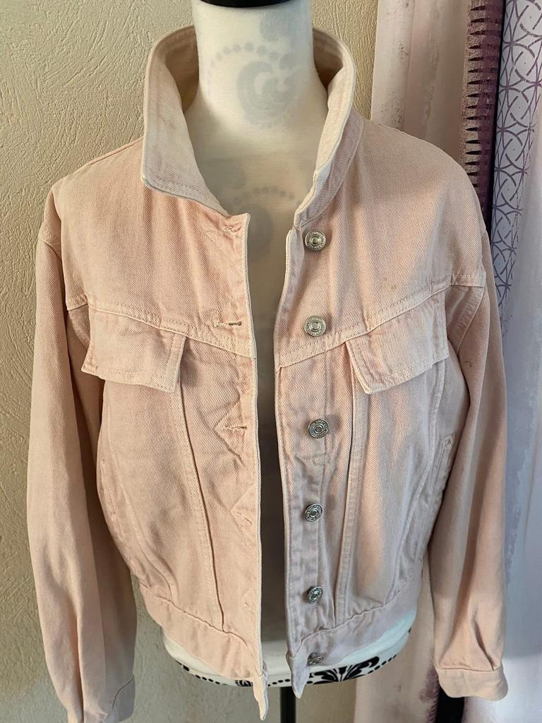 MANGO Veste en jean MANGO – Taille L petit L lisez bien, Enlèvement ou Envoi, Comme neuf, Taille 42/44 (L), Rose