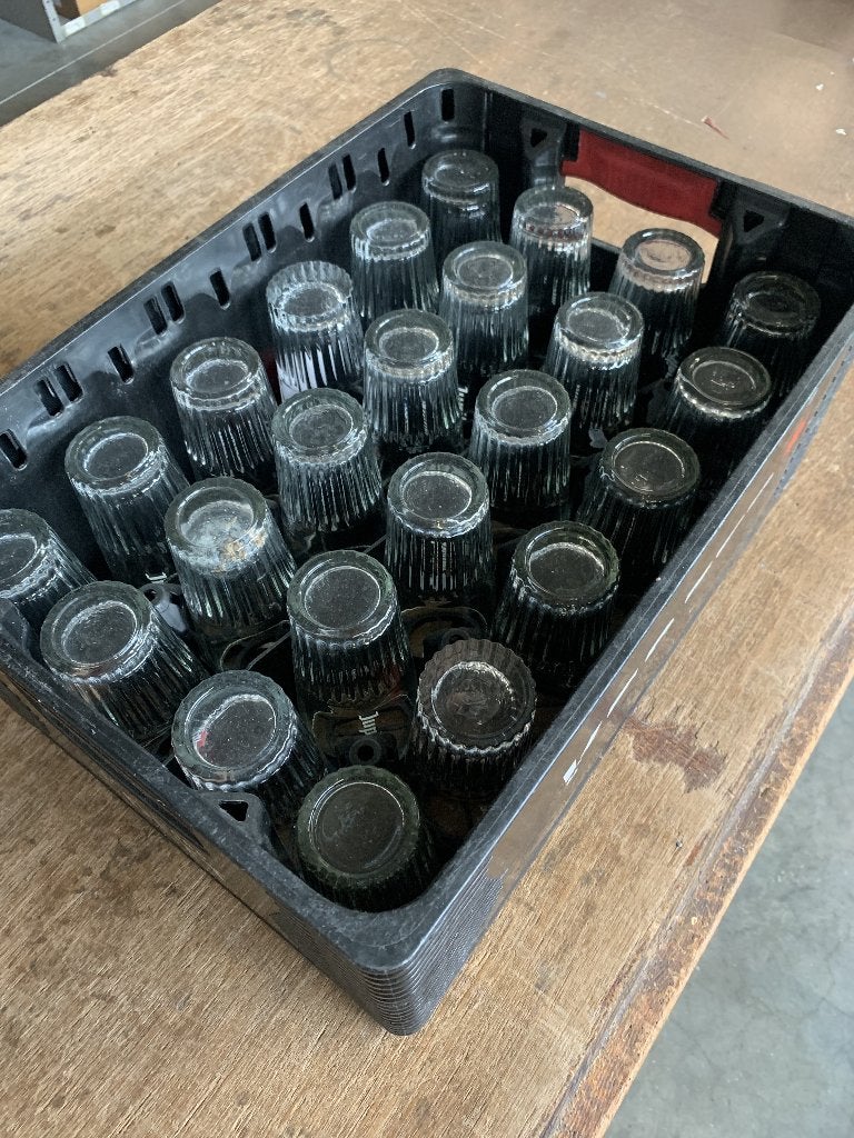 Lot van 24 originele Jupiler bierglazen (25cl ribbelglas), Verzamelen, Glas en Drinkglazen, Zo goed als nieuw, Bierglas, Ophalen