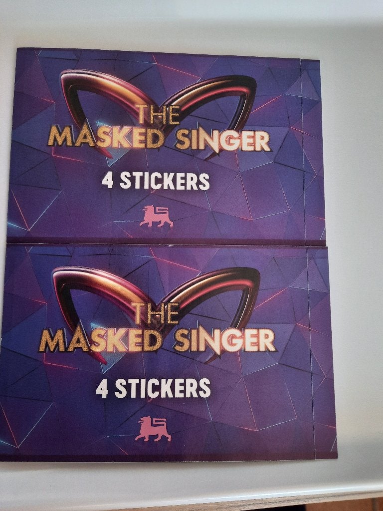 stickers masked singer 2 zakjes van 4 stickers delhaize, Ophalen of Verzenden, Stickers en Plaatjes