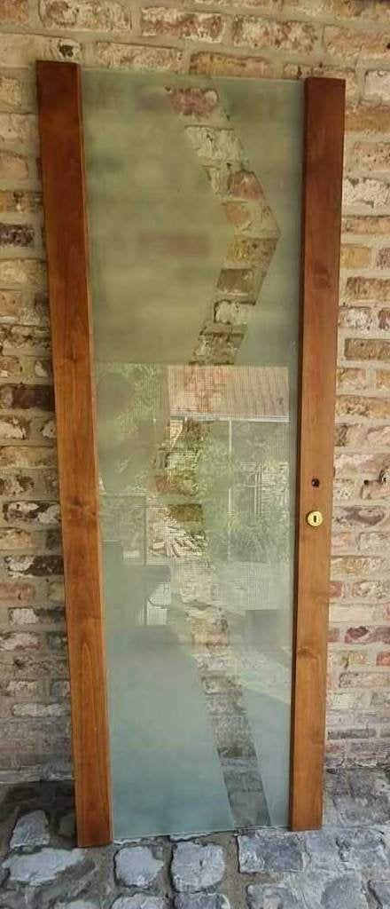 glazen binnendeur met hout, Enlèvement, Moins de 80 cm, Verre, 200 à 215 cm