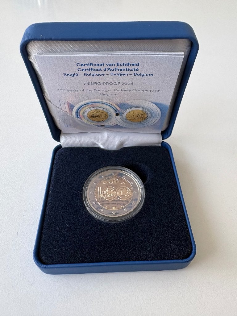 België 2 euromunt 2026 - 100 jaar nmbs Proof, Enlèvement ou Envoi, Belgique, 2 euros, Monnaie en vrac