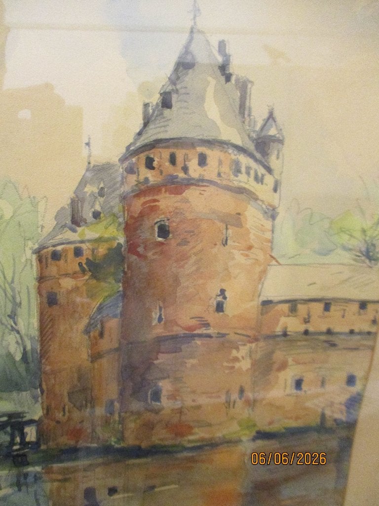 jules rambo kasteel van beersel 1952 aquarel, Ophalen
