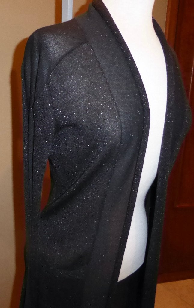 Gilet long noir à paillettes « Marie Méro » m 38, Enlèvement, Comme neuf, Taille 38/40 (M)