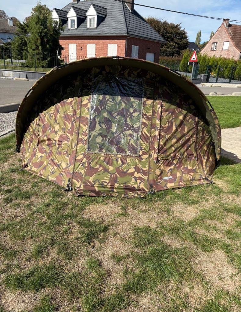 Starbaits camo bivie 2 man, Enlèvement, Comme neuf, Ensemble complet