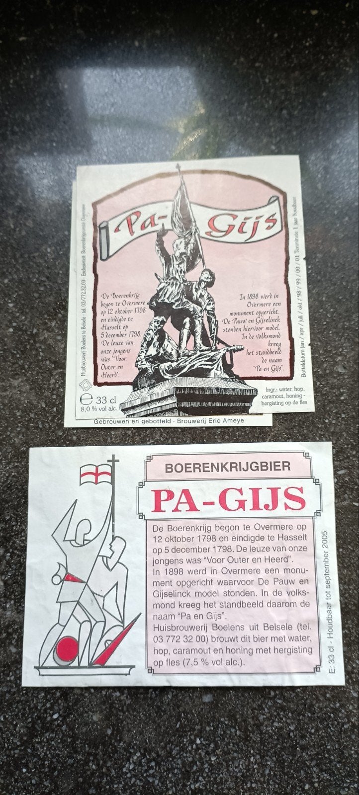 bieretiket pa - Gijs br Boelens Belsele, Ophalen of Verzenden