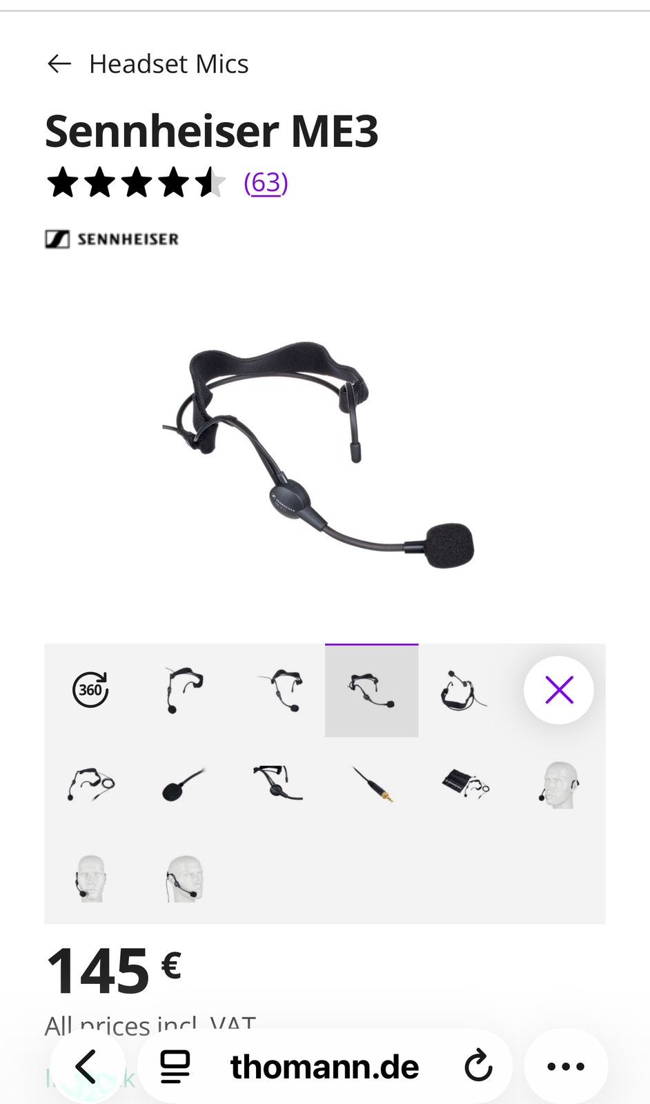 Sennheiser ME3, Enlèvement