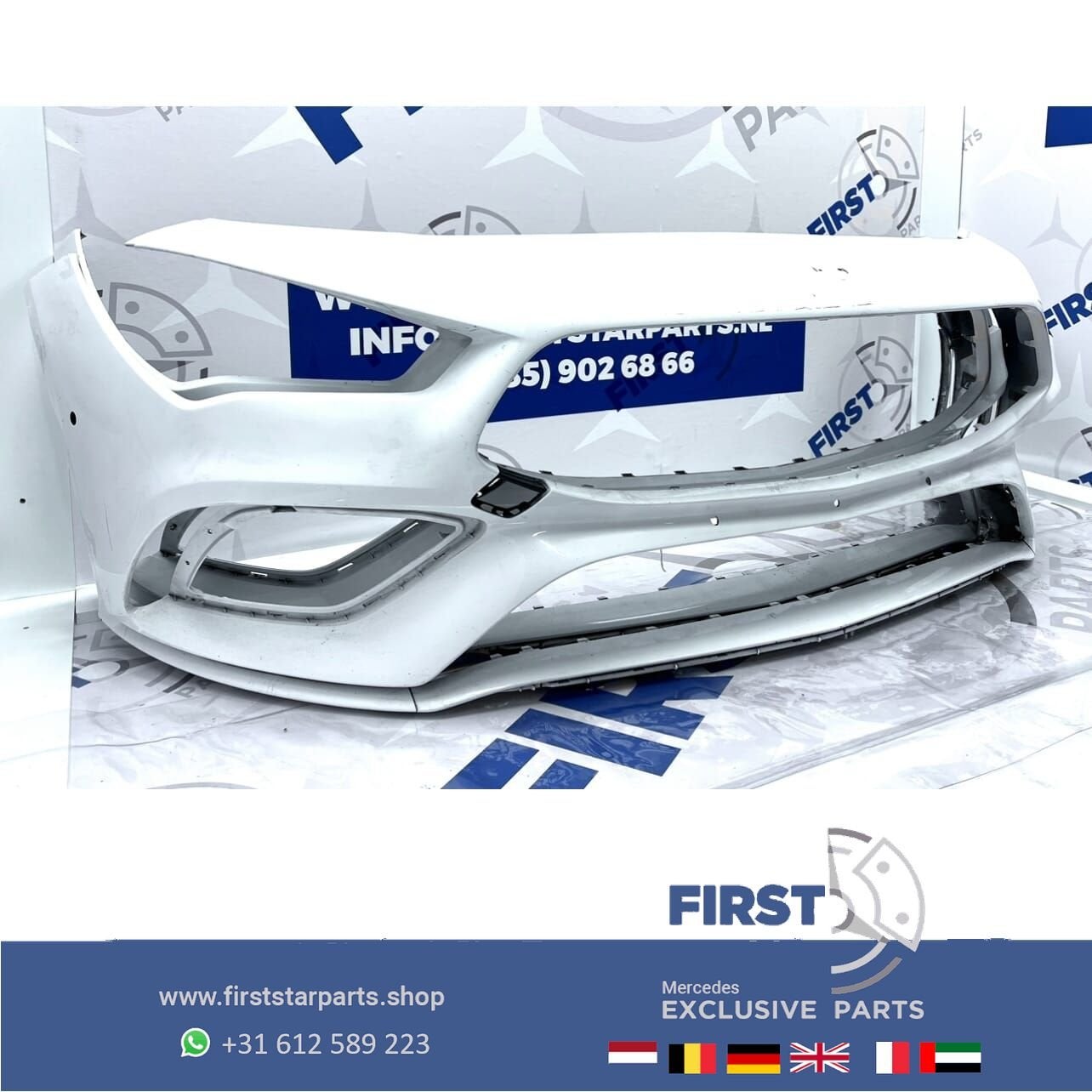 W118 BUMPER CLA AMG VOORBUMPER A1188853901 C118 ZWART WIT GR, Auto-onderdelen, Gebruikt, -, Voor, Ophalen of Verzenden