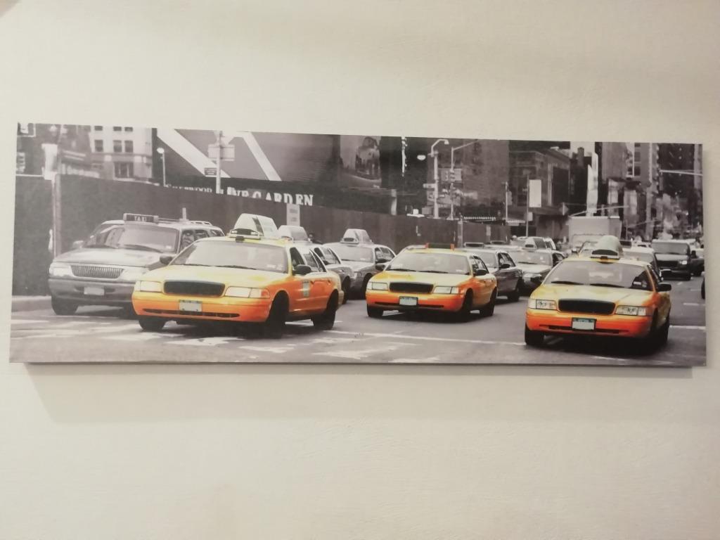 Cadre (format paysage) Taxis New-York 90X30, Enlèvement ou Envoi, Comme neuf, Bois