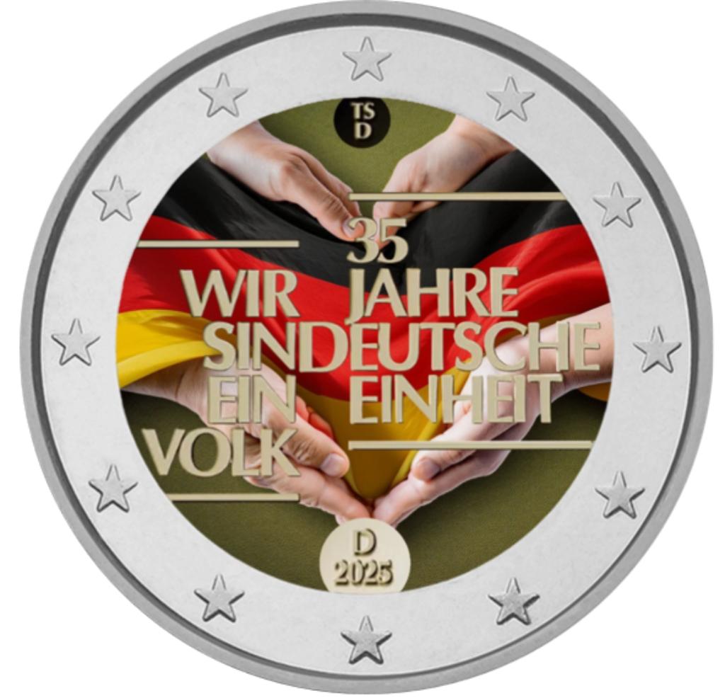 2 euro Duitsland 2025 Deutsche Einheit gekleurd, Ophalen of Verzenden, Duitsland, 2 euro