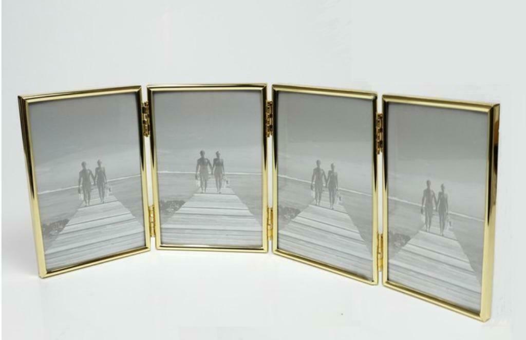 fotolijst vierluik 13x18 cm goudkleurig (4-luik), Ophalen of Verzenden, Nieuw
