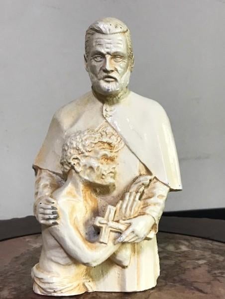 Damiaan H. Pater ivorine Sculptuur handgesneden vintage💑🤗, Ophalen of Verzenden