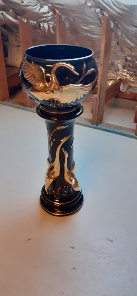 Decoratieve zuil met bloempot, Ophalen, Zo goed als nieuw, Zwart, Aardewerk of Porselein