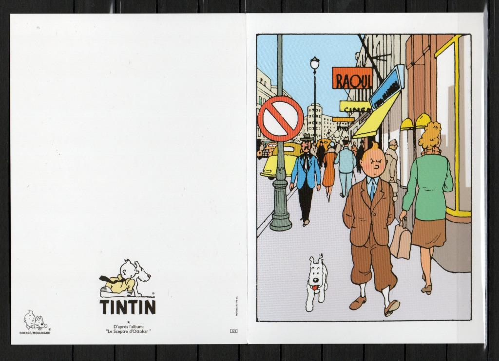 Grande carte postale double pliante : Hergé : Tintin/Kuifje, Enlèvement ou Envoi