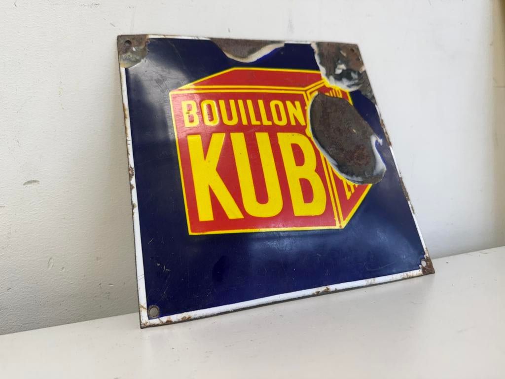Panneau publicitaire KUB en émail ancien, Antiquités & Art, Enlèvement ou Envoi
