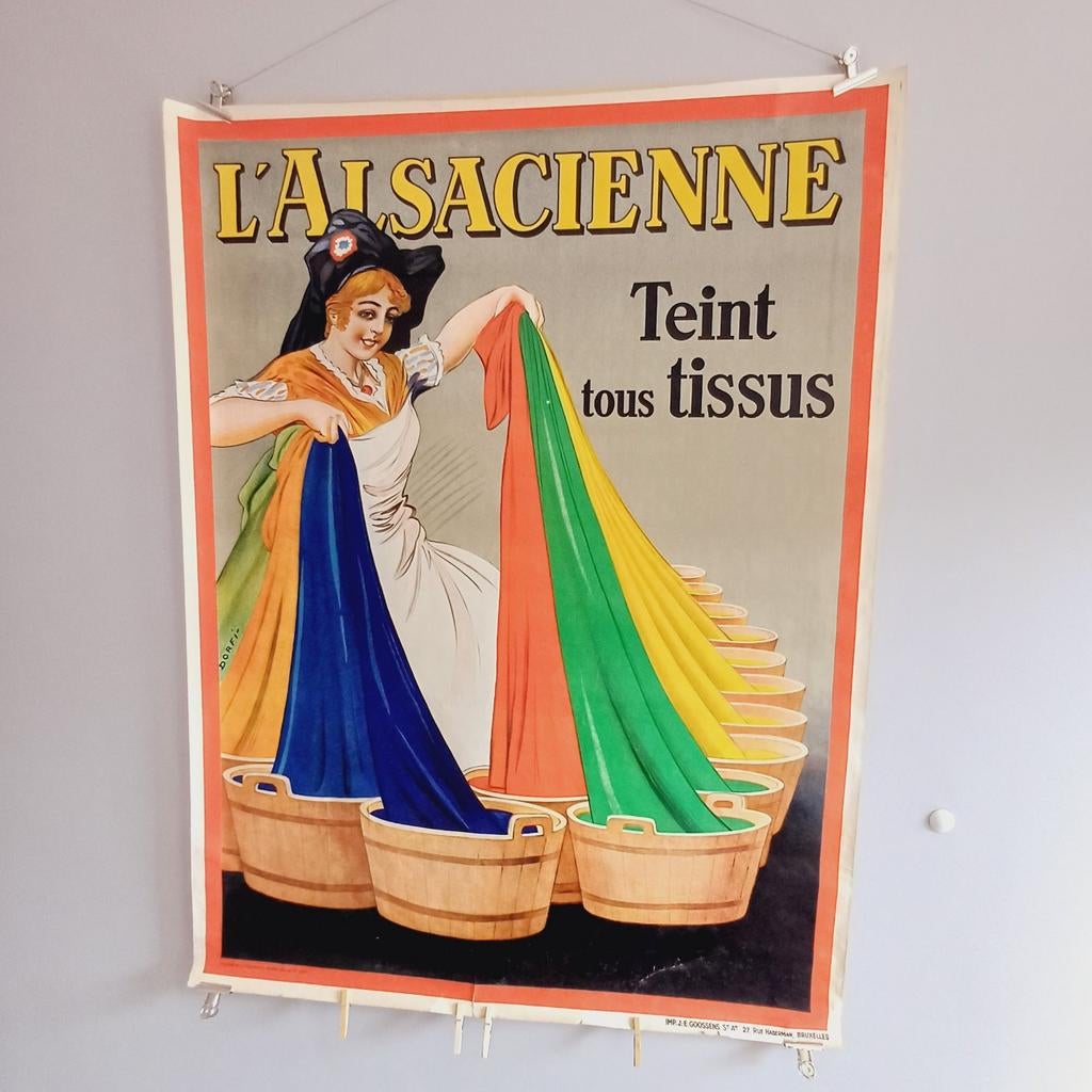 Ancienne affiche pour les teintures L'alsacienne - Dorfi, Enlèvement ou Envoi, Emballage