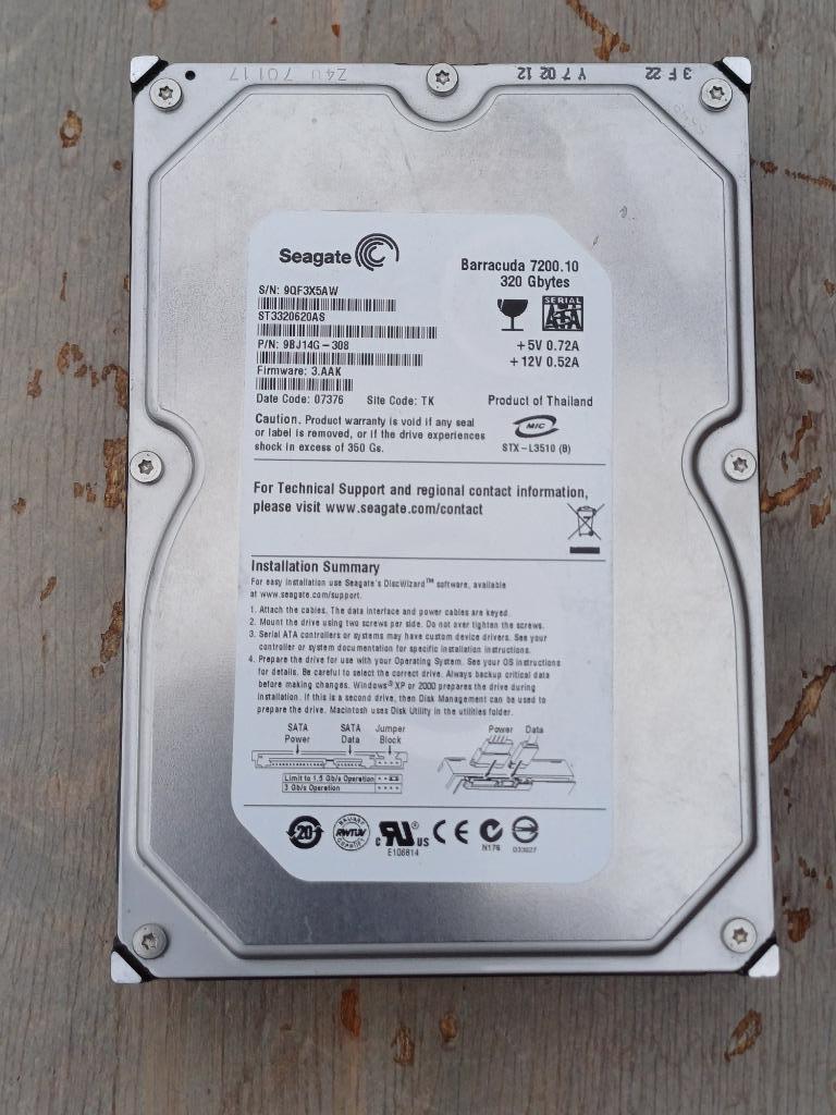 Seagate Barracuda Harddisk 3,5 inch 320 GB, Intern, Gebruikt, 320 GB, Ophalen of Verzenden