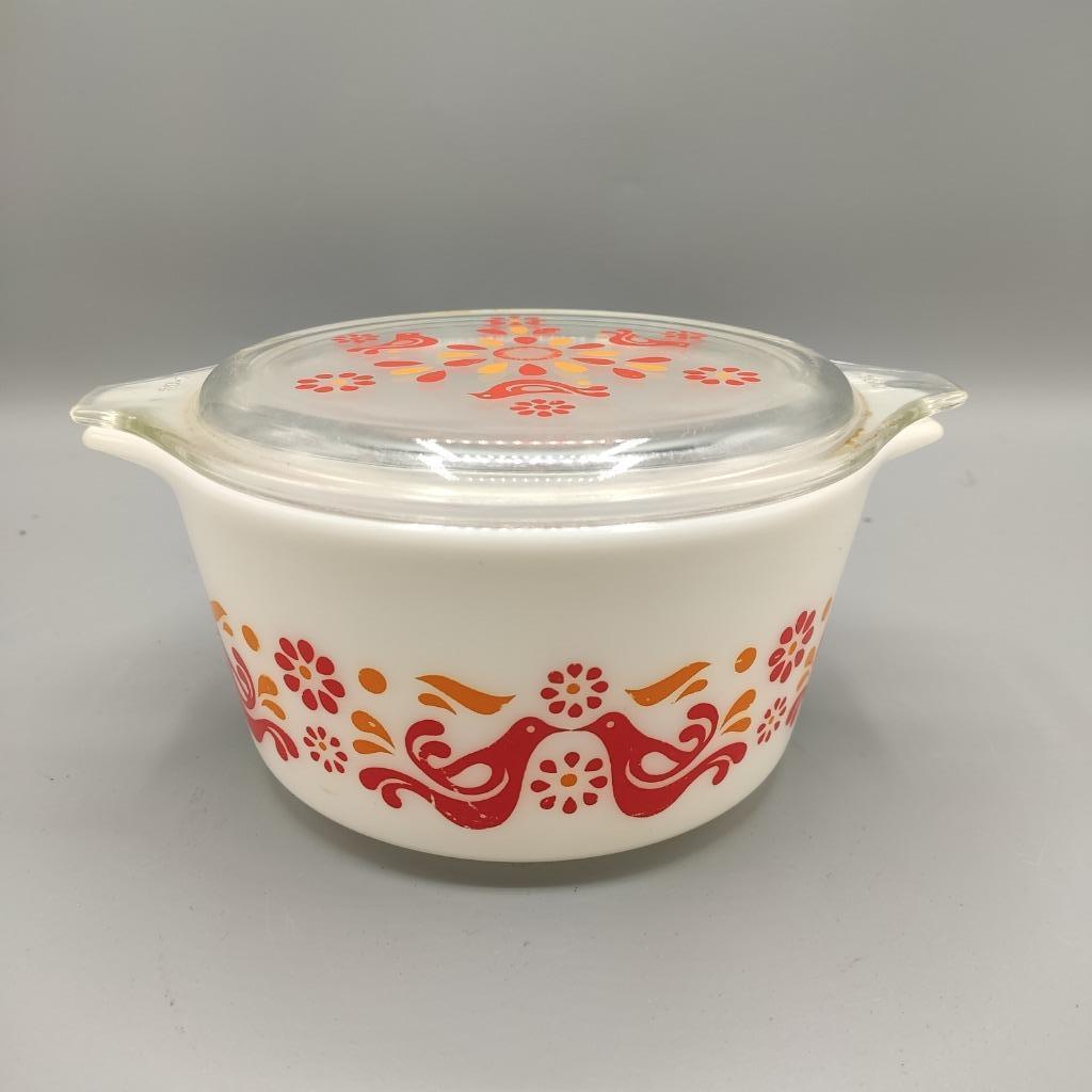 Vintage Pyrex USA schaal Friendship, Gebruikt, Ophalen of Verzenden, Overige stijlen, Glas