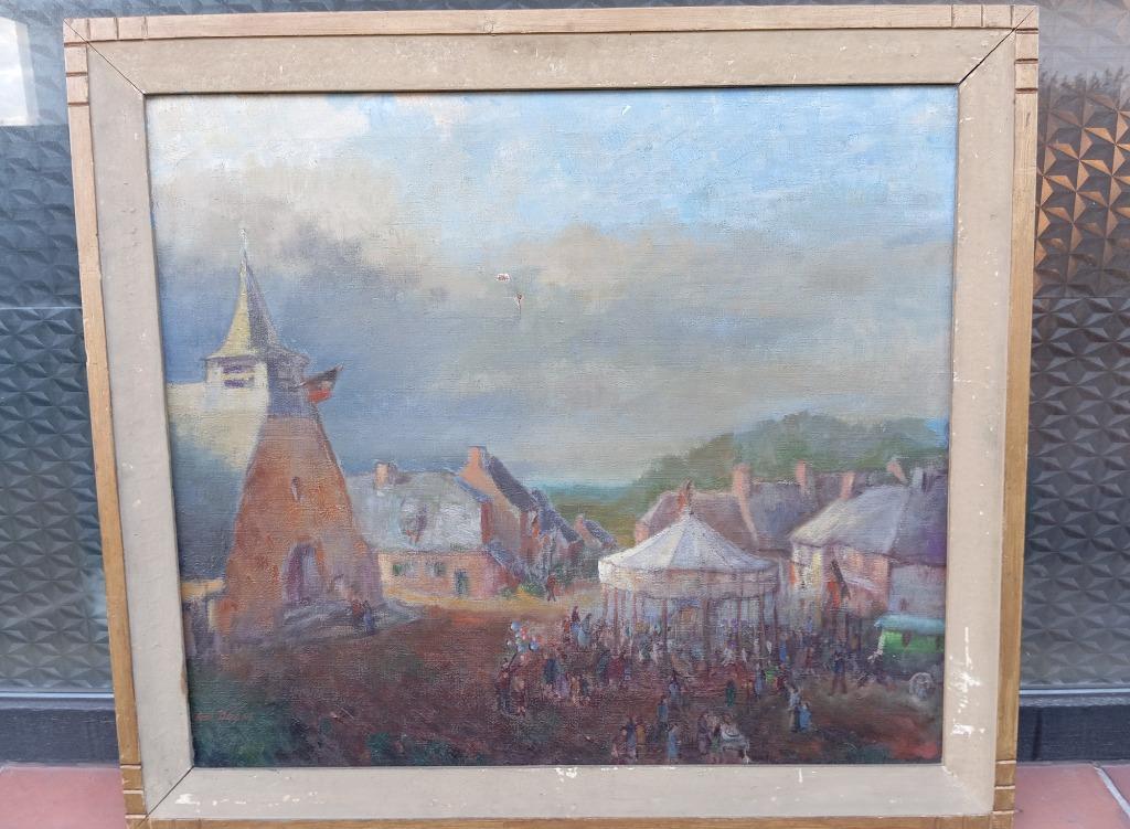 René Doom, grand tableau ancien, architecte Roeselare, Antiquités & Art, Art | Peinture | Classique, Enlèvement ou Envoi