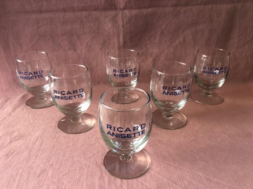 6 grands ballons en verre Ricard bleu RICARD ANISETTE, Enlèvement ou Envoi, Comme neuf, Ustensile