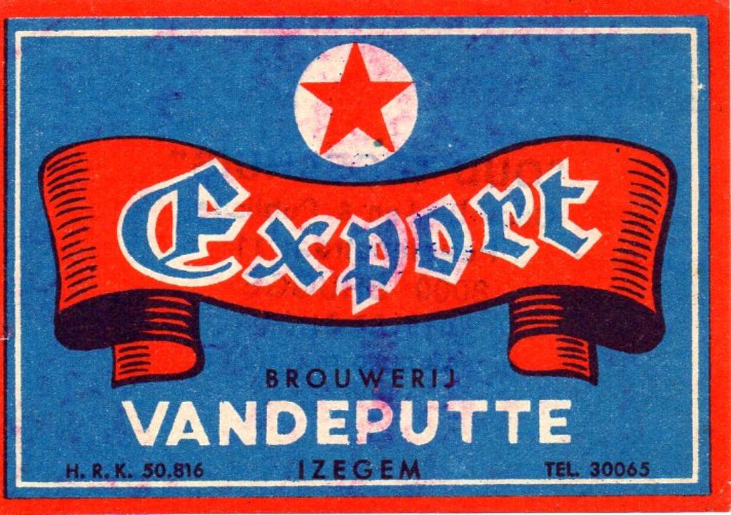 etiket Export brouwerij Vandeputte Izegem, Verzamelen, Ophalen of Verzenden