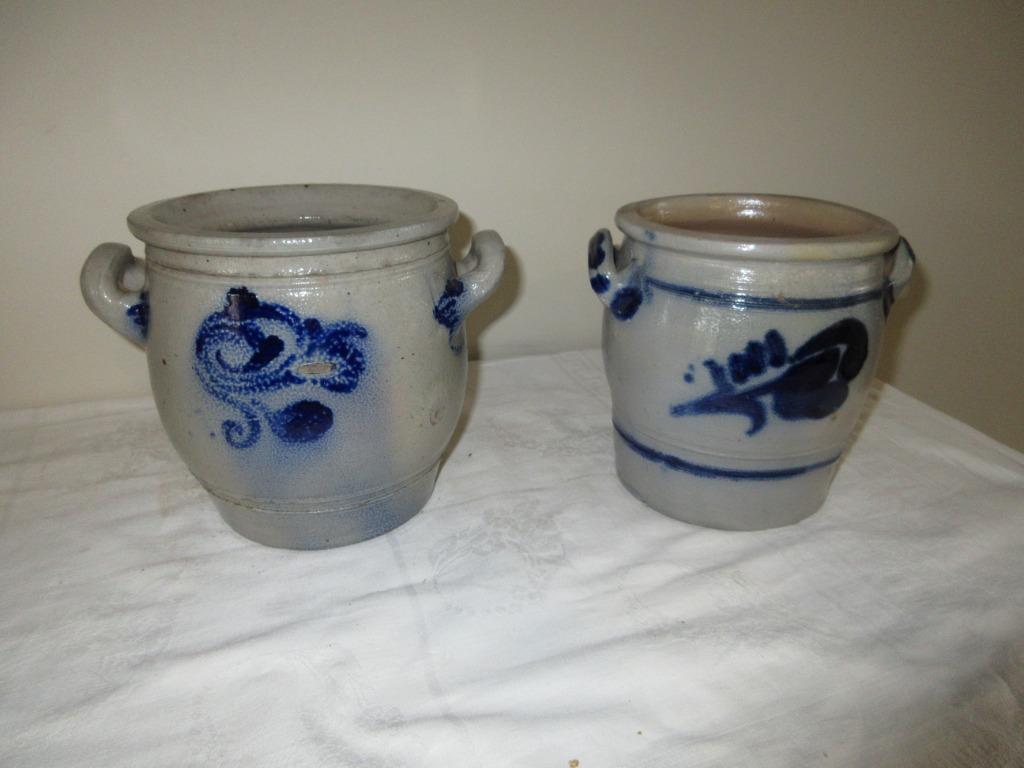 2 vieux pots en céramique bleu gris pot de rangement grez, Enlèvement
