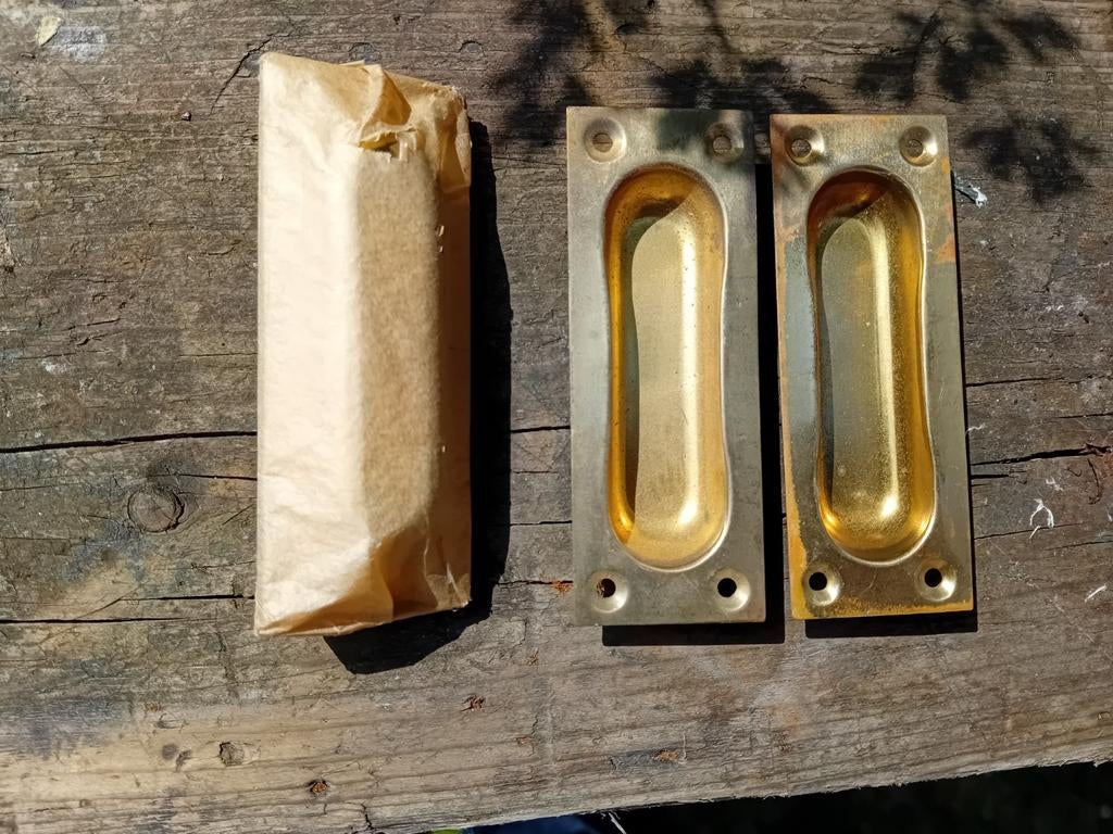 Schuifdeurbeslag handgrepen geel koper, Ophalen of Verzenden, Koper