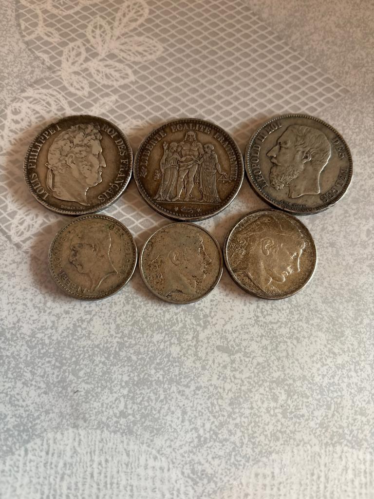 Lot de 5 Francs Argent - Ateliers Rares Bordeaux K & Lille W, Ophalen of Verzenden, België, Zilver