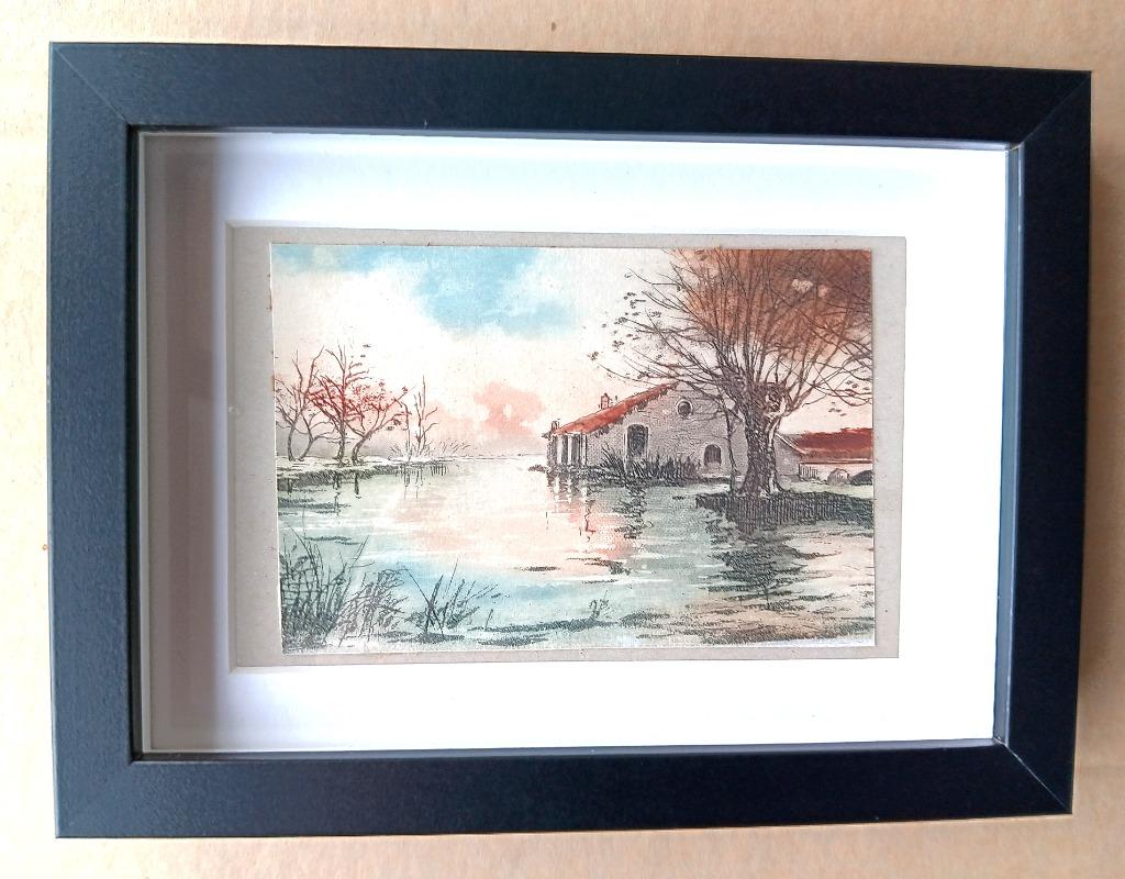 HUIS AAN HET WATER VAN ROND 1910, Antiek en Kunst, Kunst | Schilderijen | Klassiek, Ophalen