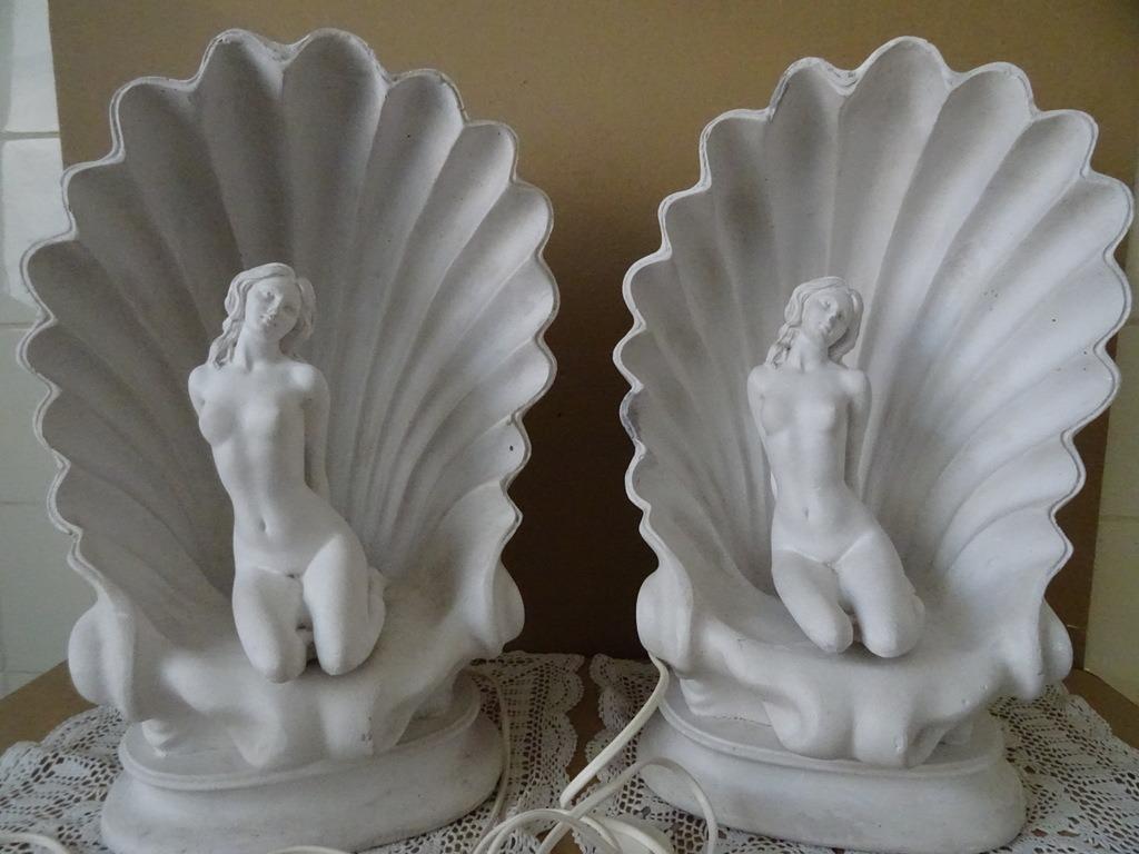 Lampe design vintage lampes coquilles avec statues 42cm 1960, Enlèvement ou Envoi
