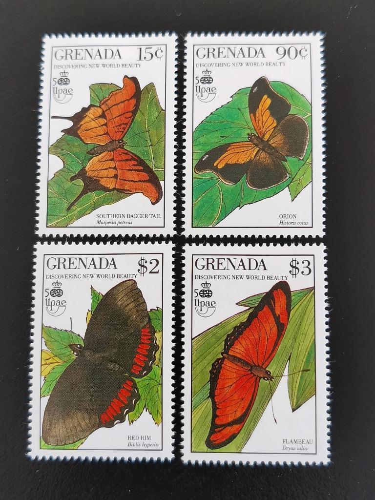 Grenade 1990 - papillons - insectes *, Enlèvement ou Envoi, Non oblitéré, Amérique du Nord