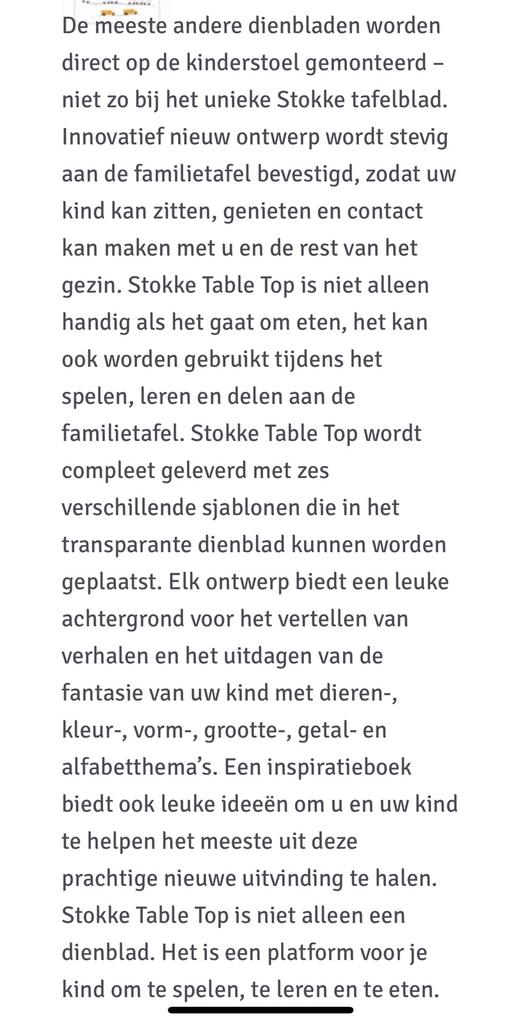 Stokke table top, Kinderen en Baby's, Ophalen of Verzenden, Zo goed als nieuw