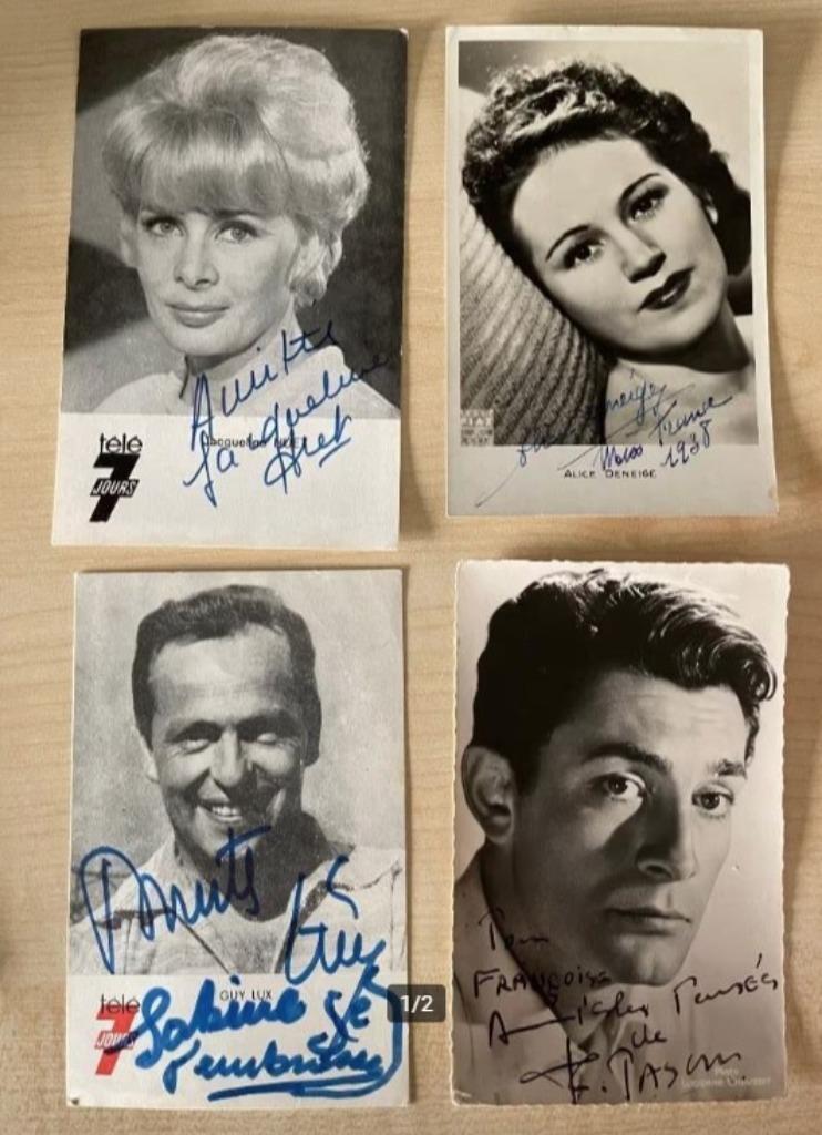 Guy Lux - Jean-Claude Pascal - Huet - Deneige - gesigneerd, Hobby en Vrije tijd, Ophalen of Verzenden, Gebruikt