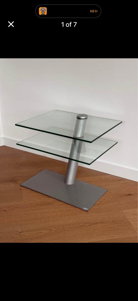 Table design Lourens Fisher verre & métal– style vintage 90s, Audio, Tv en Foto, Ophalen, Zo goed als nieuw